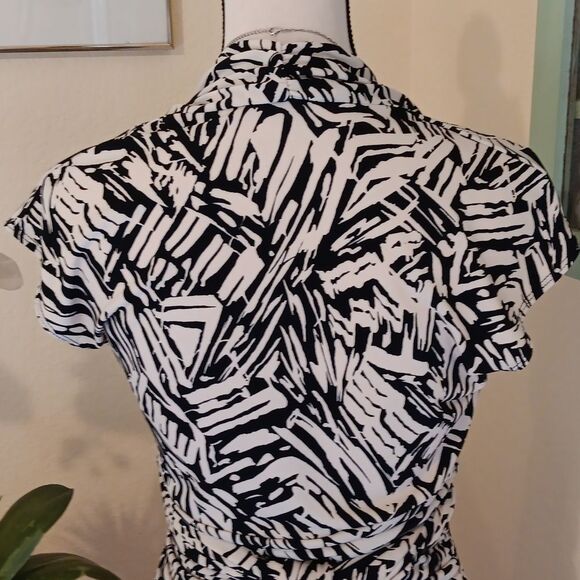 BCBG Black and Cream Abstract Design Dress. Soft Girl. Cateer. - Picture 8 of 16